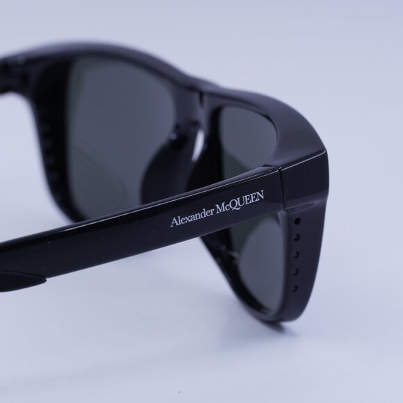Alexander McQueen AM0292SA 001 Sunglasses Black Square Frame, Grey Lenses - Picture 9 of 10